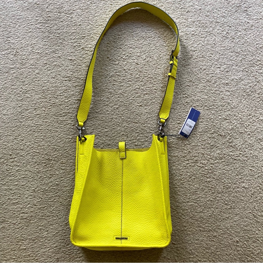 Rebecca Minkoff Genuine Leather Unlined Feed Limeade Crossbody Shoulder Bag NWT - Picture 3 of 16